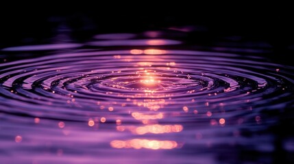 Poster - Purple sunset ripples, water droplet impact, calm background, nature scene