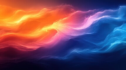 Wall Mural - Abstract fiery and icy waves, cosmic landscape, energy background, design element