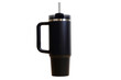 © Beln - Minimalist Black Insulated Tumbler with Handle and Straw Isolated with No Background