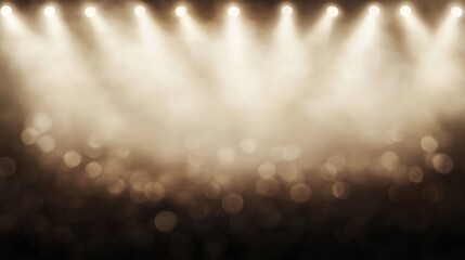 Wall Mural - golden stage lights illuminate smoky background; ideal for event promotion