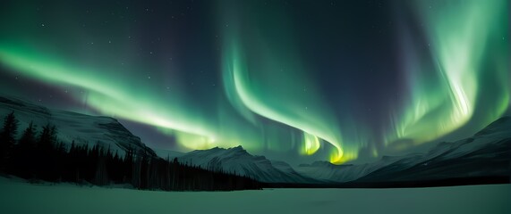 a dazzling portrayal of the northern lights shimmering over a peaceful snowy landscape captivating v