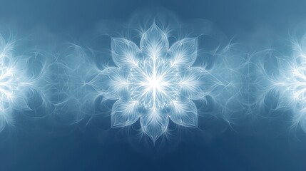 Wall Mural - Serene blue fractal flower design, website banner