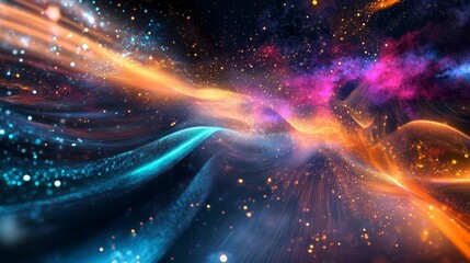 Poster - This vibrant digital background highlights advancements in technology, focusing on neural networks and complex data processes essential for modern computing and its applications across various fields