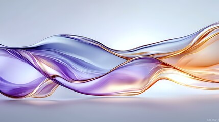 Aufkleber - flowing abstract waves in purple and orange create dynamic motion against light background, featurin