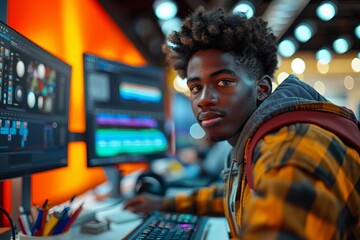 Leinwandbilder - African Graphic Designer proficient in Design Editing Software