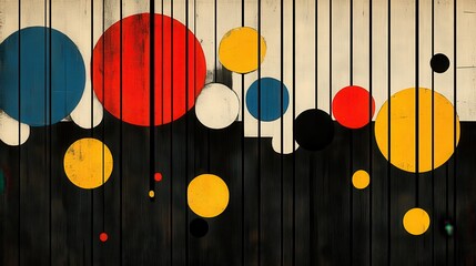 Aufkleber - Colorful circles abstract art, wooden background, modern design, website banner