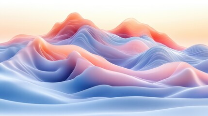 Sticker - Pastel mountain range digital art, sunrise background, abstract landscape, website banner