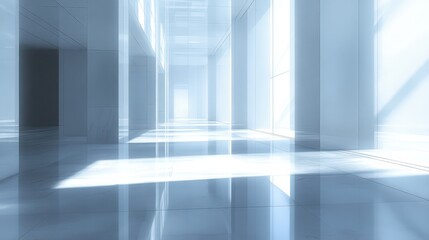 Poster - Modern bright hallway, sunlight, glass walls, architecture, design, office space
