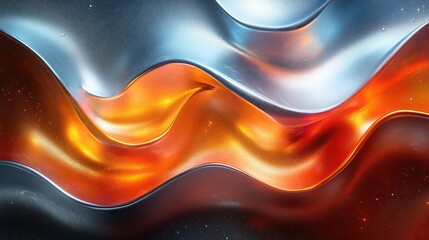 Wall Mural - abstract flowing ribbons with a metallic sheen in fluid composition