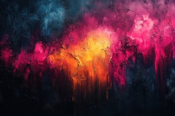 Wall Mural - abstract ink-style textures with bold splashes of color on a dark backdrop