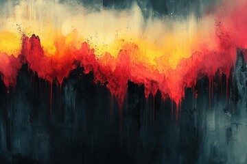 Wall Mural - abstract ink-style textures with bold splashes of color on a dark backdrop