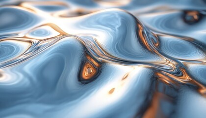 Wall Mural - abstract metallic reflections resembling smooth liquid surfaces