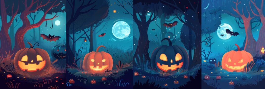 A spooky, fog-filled graveyard with crooked tombstones and leafless trees, illuminated by the pale light of a full moon, creating a ghostly and eerie scene.