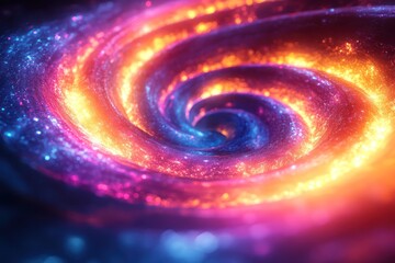 Wall Mural - abstract neon spiral with glowing rings in motion and vibrant shades