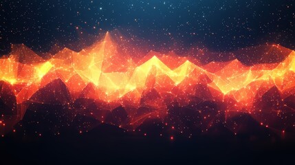 Wall Mural - Abstract fiery mountain range, cosmic background, digital art, for gaming