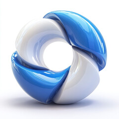 Wall Mural - 3d icon of white blue spiral isolated on white background.