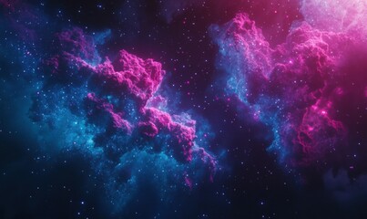 Wall Mural - Deep space shot of glowing star clusters and nebulae in vivid hues of blue, purple, and pink.