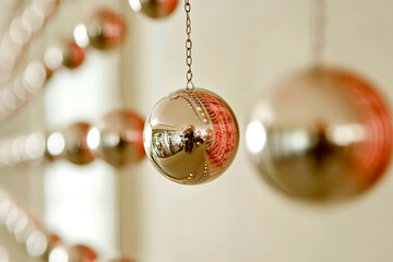 Poster - Elegant Pearls Suspended in Mid Air Create a Stunning Arc Reflecting Ambient Light Beautifully
