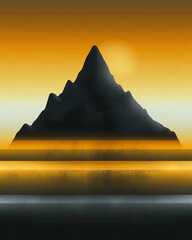 Poster - Majestic Mountain Peak Silhouetted Against a Radiant Sunrise in a Serene Gradient Sky