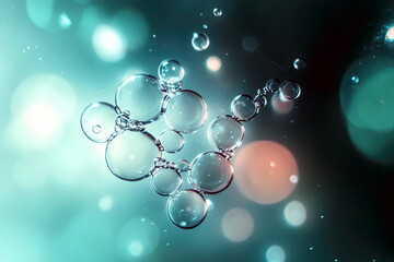 Poster - Translucent Air Bubbles Dance in Clear Water Against a Soothing Blue Gradient Backdrop