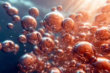 Poster - Translucent Air Bubbles Rise Elegantly in Clear Water Creating a Serene Atmosphere