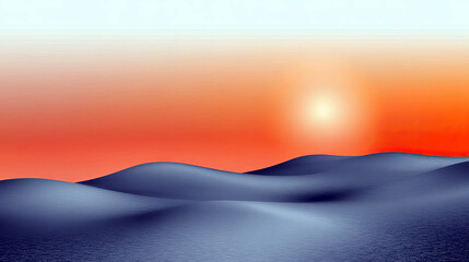 Poster - Sunset Bathes Rolling Hills in Soft Gradients, Creating Tranquility in a Minimalist Landscape