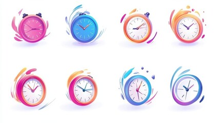 Poster - Performance increase ways icons set. Motivation and self discipline, goal achievement. Time management, self management, productivity metaphors. Vector isolated concept metaphor illustrations.