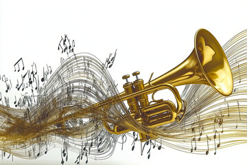 Poster - Flowing Melodies From a Golden Trumpet Create a Dynamic Rhythm in a Minimalistic Setting