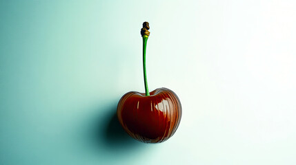 Aufkleber - Vibrant Cherry Transformed by Digital Glitch Creates a Stunning Visual Contrast on a White Backdrop