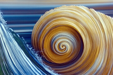 Aufkleber - Spiral Wave Design Dances Gracefully in Pastel Ocean Hues for a Calming Visual Experience