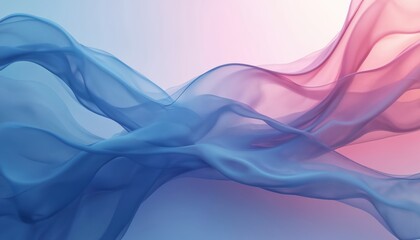 Poster - abstract design with flowing blue, pink fabrics. soft colors create smooth shapes, curves. stylish, 