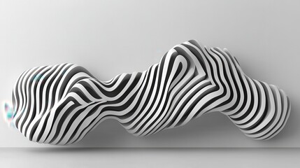 Wall Mural - Abstract black white stripes 3D sculpture wall art modern interior design