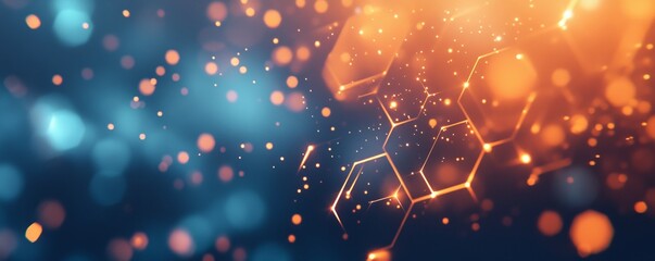 Abstract Hexagon Network, Glowing, Bokeh Background, Tech Design