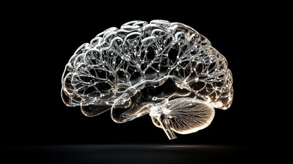 Poster - Exploring neural connections brain visualization science lab digital art dark background abstract concept