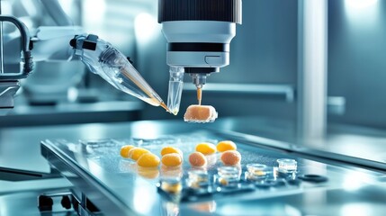 Poster - AI-powered lab testing food samples for safety and nutritional value.