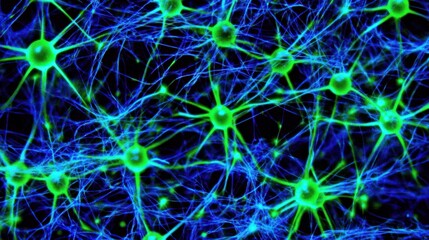 Poster - Neural Network Connection: Interconnected Neurons with Synapses and Axons
