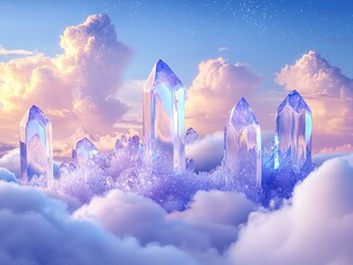 Wall Mural - crystals on clouds. ai.