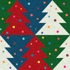 Wall Mural - Mosaic tiles Christmas tree seamless vector pattern