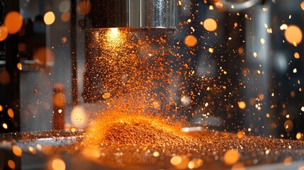 Poster - Precision seasoning robot sprinkling spices evenly onto freshly cooked food.