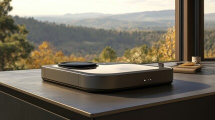 Poster - Smart kitchen countertop with built-in AI voice assistant for recipe guidance.