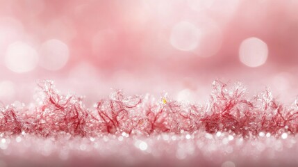 Poster - Soft-focus bokeh heart lights on a dreamy pink background.
