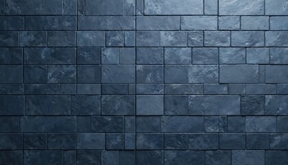 Poster - Dark blue stone wall pattern. Geometric shapes. Modern design. Suitable for interior, exterior. Looks like tiles mosaic design. Abstract background. Suitable for backdrop. Excellent for wallpaper