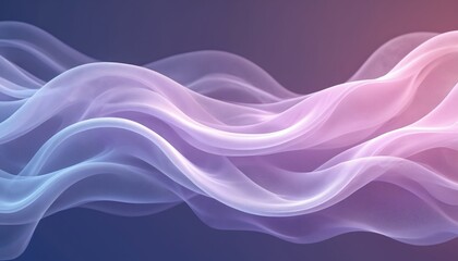 Leinwandbilder - Abstract illustration of flowing fabric silk in soft pastel colors. Gentle waves, curves create sense of motion, fluidity. Gradient colors from light purple, blue to soft pink evoke sense of elegant