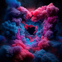 Wall Mural - cosmic heart nebula: a mesmerizing swirling vortex of vibrant pink, purple, and blue hues creates a 