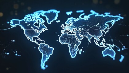 Poster - Global network map. World map showing international connections. Futuristic tech graphic. International communication. Global data. Modern tech design. World wide connection. Digital earth.