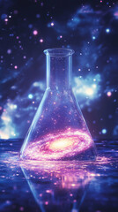 cosmic universe glass flask galaxy contained surreal fantasy stars nebula space bottle glowing celes