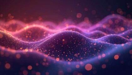 Leinwandbilder - Abstract dynamic graphic design with glowing purple, orange colors. Bokeh effect creates smooth curves, waves. 3D illustration conveys energy, motion. Futuristic style suitable for tech backgrounds,
