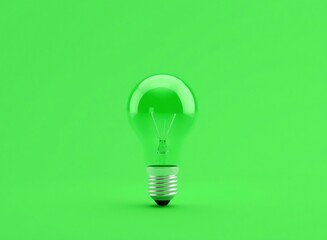 Wall Mural - an image of a green light bulb on a green background, a close up of a light bulb on a green background