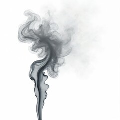 Poster - Abstract image of dynamic smoke steam. Flowing, curving shapes create captivating visual effect. Realistic, smooth textures suggest hot drink vapor. Isolated on white background for versatility in