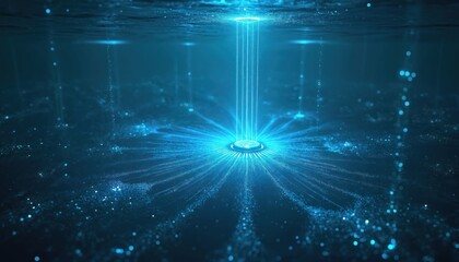 Poster - subsea data stations communicate via luminous beams underwater. bioluminescent network links station